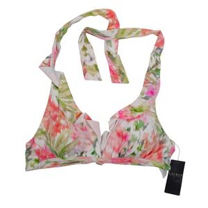 Lauren Ralph Lauren Floral Print Halter Bikini Swim Top MLT Size 6